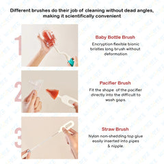 360 Degree Rotating Bottle Cleaning Brush Set for Cleaning Baby Bottles