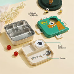 Super Dino Lunch Box 2 Layer Stainless Steel Lunch Box (Green)