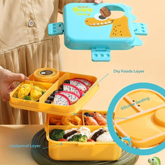 Super Dino Lunch Box 2 Layer Stainless Steel Lunch Box (Blue)