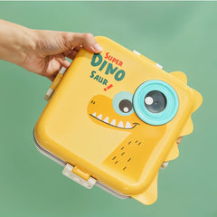 Super Dino Lunch Box 2 Layer Stainless Steel Lunch Box (Yellow)