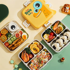 Super Dino Lunch Box 2 Layer Stainless Steel Lunch Box (Yellow)