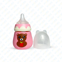 Blue Star Glass Feeder | Imported Wide Neck Teat Feeding Bottle 100ml (Pink)