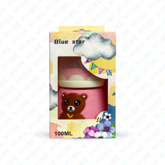 Blue Star Glass Feeder | Imported Wide Neck Teat Feeding Bottle 100ml (Pink)