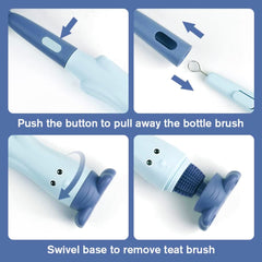 3 IN 1 BABY BOTTLE BRUSH SET | SILICONE FEEDER BRUSH (BLUE)