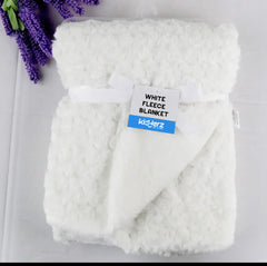 Kids Fleece Bedding Blanket Cover | Coral Fleece Blanket (White)