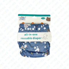Bebe Memory Washable Cloth Diapers 0-3years | Adjustable & Reusable Nappy New Print Pocket Diapers (dark blue)