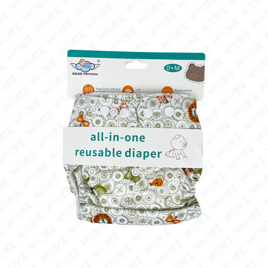 Bebe Memory Washable Cloth Diapers 0-3years | Adjustable & Reusable Nappy New Print Pocket Diapers (green)