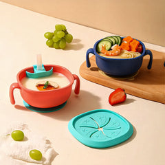 3 in 1 Portable Feeding Set | Snack Bowl with Handle, Silicone Straw, Lid & Detachable Suction Cup