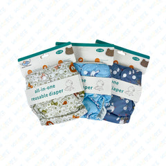 Bebe Memory Washable Cloth Diapers 0-3years | Adjustable & Reusable Nappy New Print Pocket Diapers (sky blue)