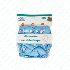 Bebe Memory Washable Cloth Diapers 0-3years | Adjustable & Reusable Nappy New Print Pocket Diapers (sky blue)