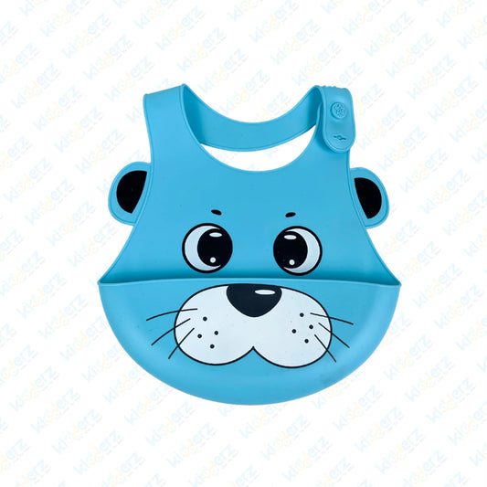 Adjustable Waterproof Silicone Bib with Adorable Puppy Face (Blue) | Best Baby Bib in Pakistan