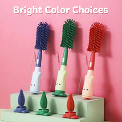 3 IN 1 BABY BOTTLE BRUSH SET | SILICONE FEEDER BRUSH (GREEN)