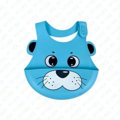Adjustable Waterproof Silicone Bib with Adorable Puppy Face (Blue) | Best Baby Bib in Pakistan