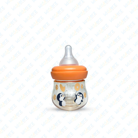 Yes 120ml Anti-Colic Baby Bottle with 3d Animal Design | Baby Plastic Feeder (Orange)