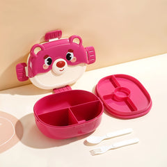 Cartoon Double-layer Children's LunchBox with 3 Compartments (Red)