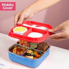 Tedemei Stainless Steel Bento Lunch Box with Sauce Bowl and Spoon