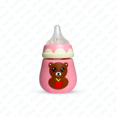 Blue Star Glass Feeder | Imported Wide Neck Teat Feeding Bottle 100ml (Pink)