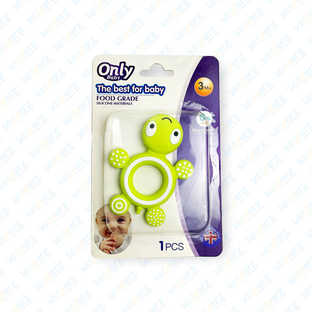 Only Baby Tortoise Teether - 100% Food Grade Silicone Teether for Soothing Gums (3+ M)