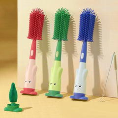 3 IN 1 BABY BOTTLE BRUSH SET | SILICONE FEEDER BRUSH (GREEN)