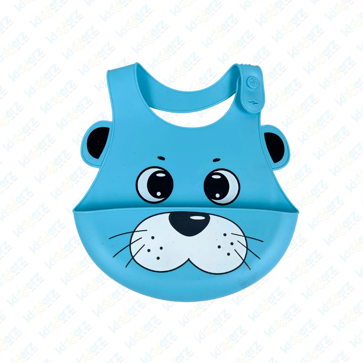Adjustable Waterproof Silicone Bib with Adorable Puppy Face (Blue) | Best Baby Bib in Pakistan