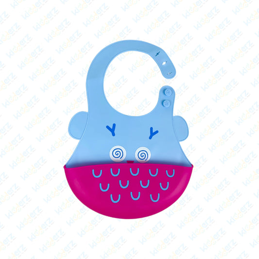 Adjustable Waterproof Silicone Bib with Adorable Owl Face (Blue & Pink)  | Best Baby Bib in Pakistan