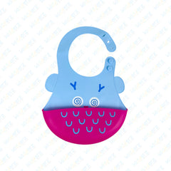 Adjustable Waterproof Silicone Bib with Adorable Owl Face (Blue & Pink)  | Best Baby Bib in Pakistan