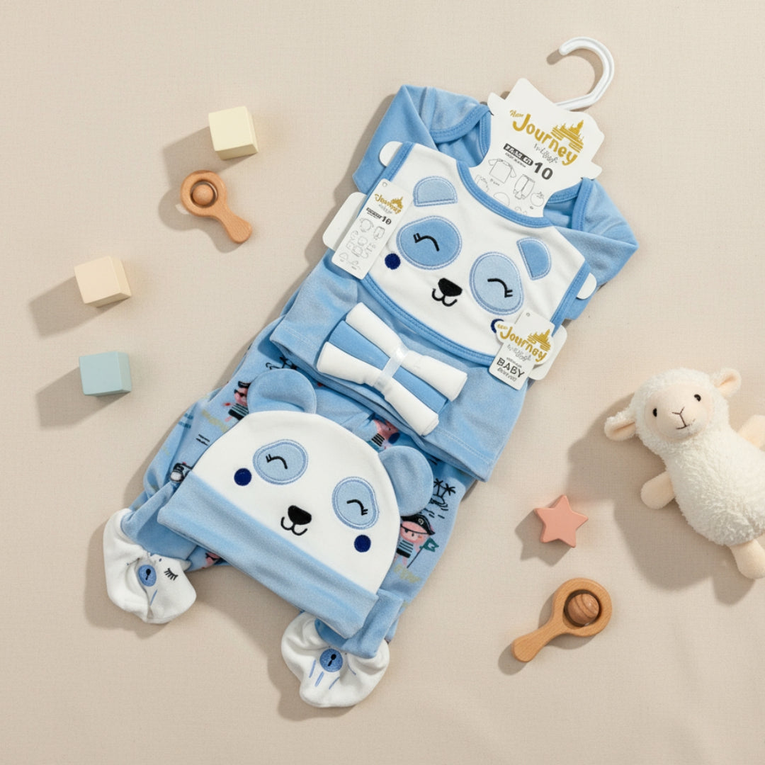 10 Pieces Cat New Born Baby Starter Set | Baby Rompers (0-3 Months)