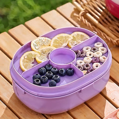 Cartoon Double-layer Children's LunchBox with 3 Compartments (Purple)