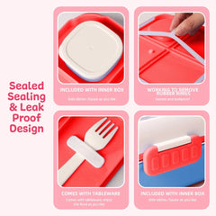 Tedemei Stainless Steel Bento Lunch Box with Sauce Bowl and Spoon